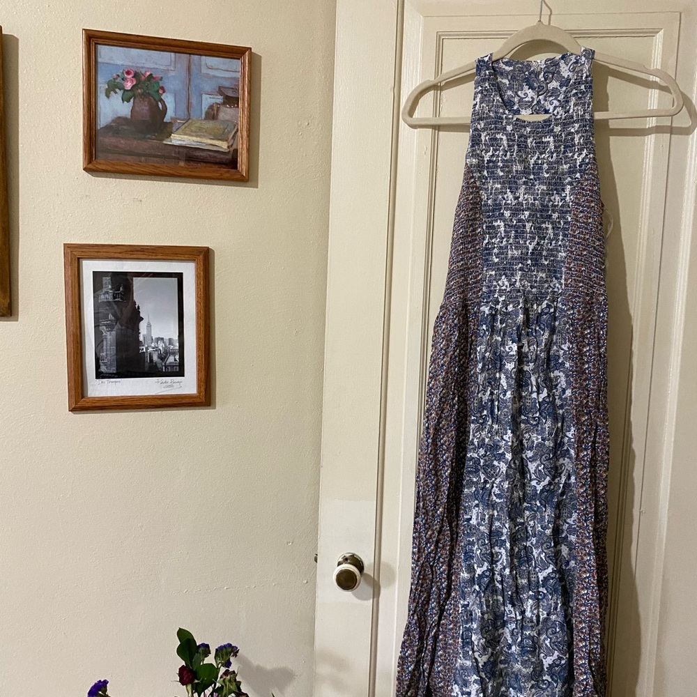 Japna Blue Printed Midi Dress